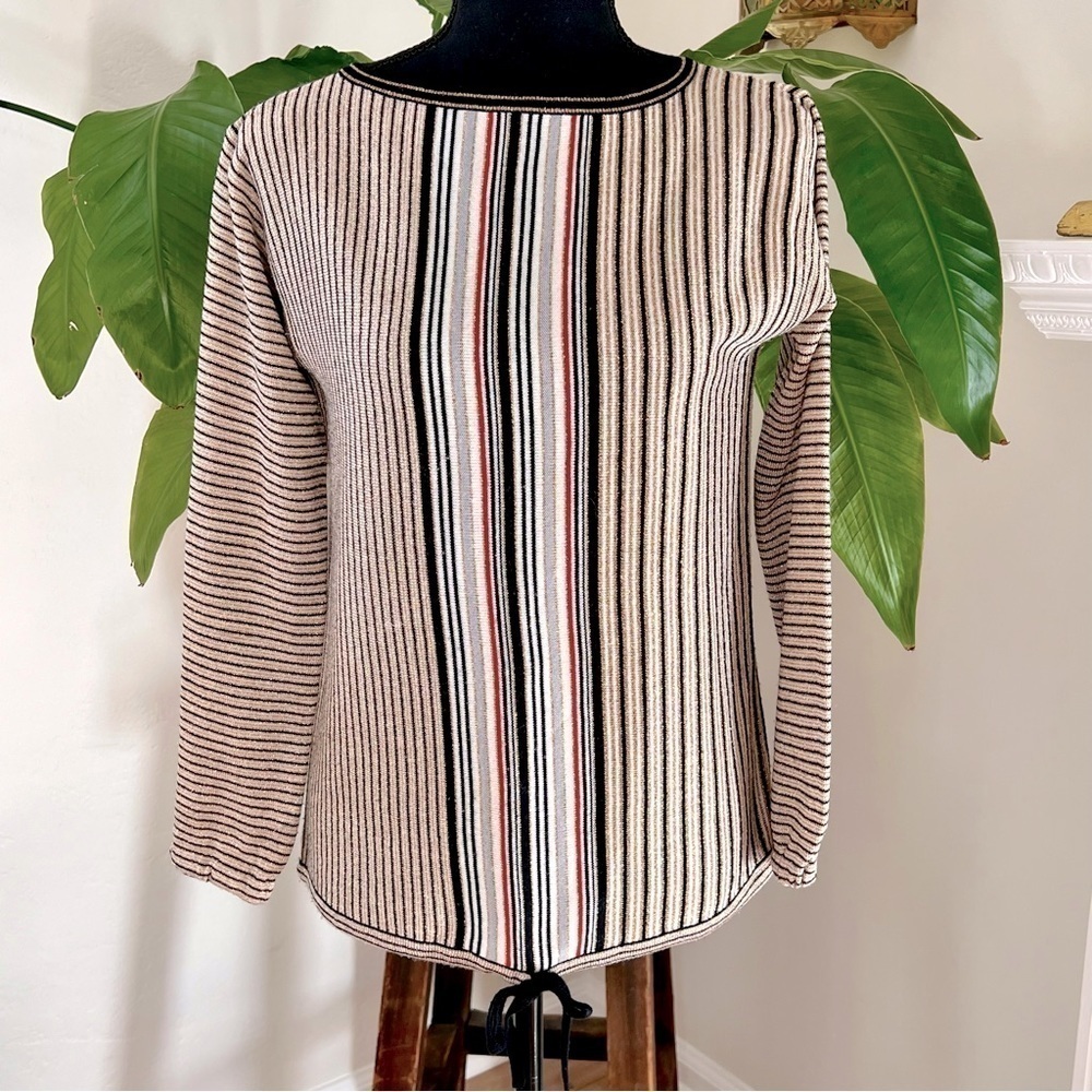Vintage Duet Multicolor & Gold Metallic Stripe Sweater
